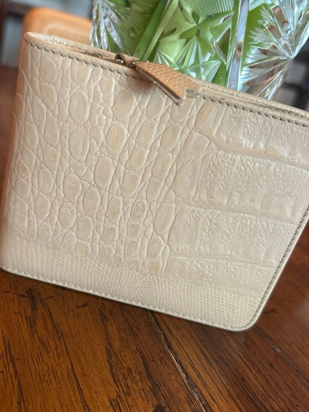 Comme des Garcon Cream Croc-Embossed Women’s Wallet